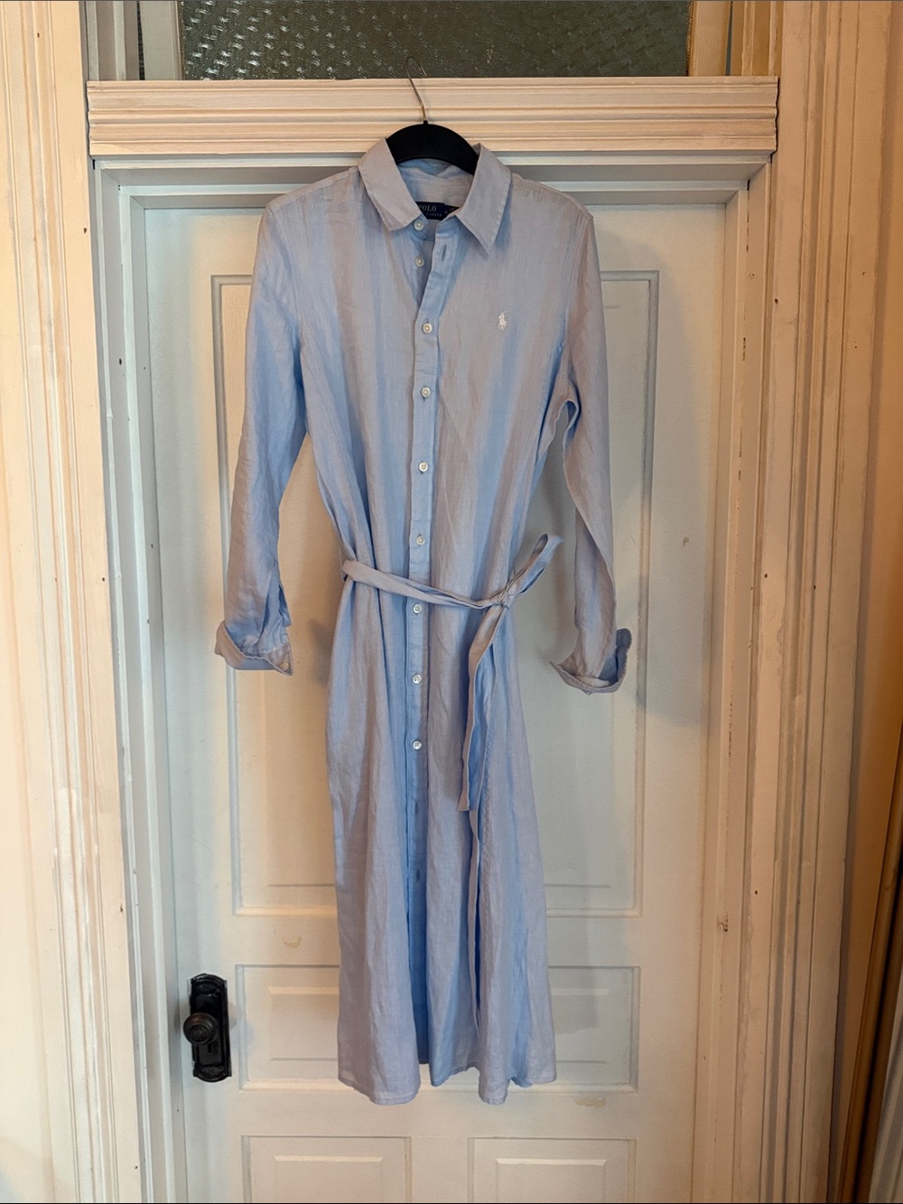 Polo by Ralph Lauren Light Blue Striped Long Sleeve Shirt Dress